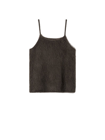 Soft Goat Brushed Singlet in Mocha