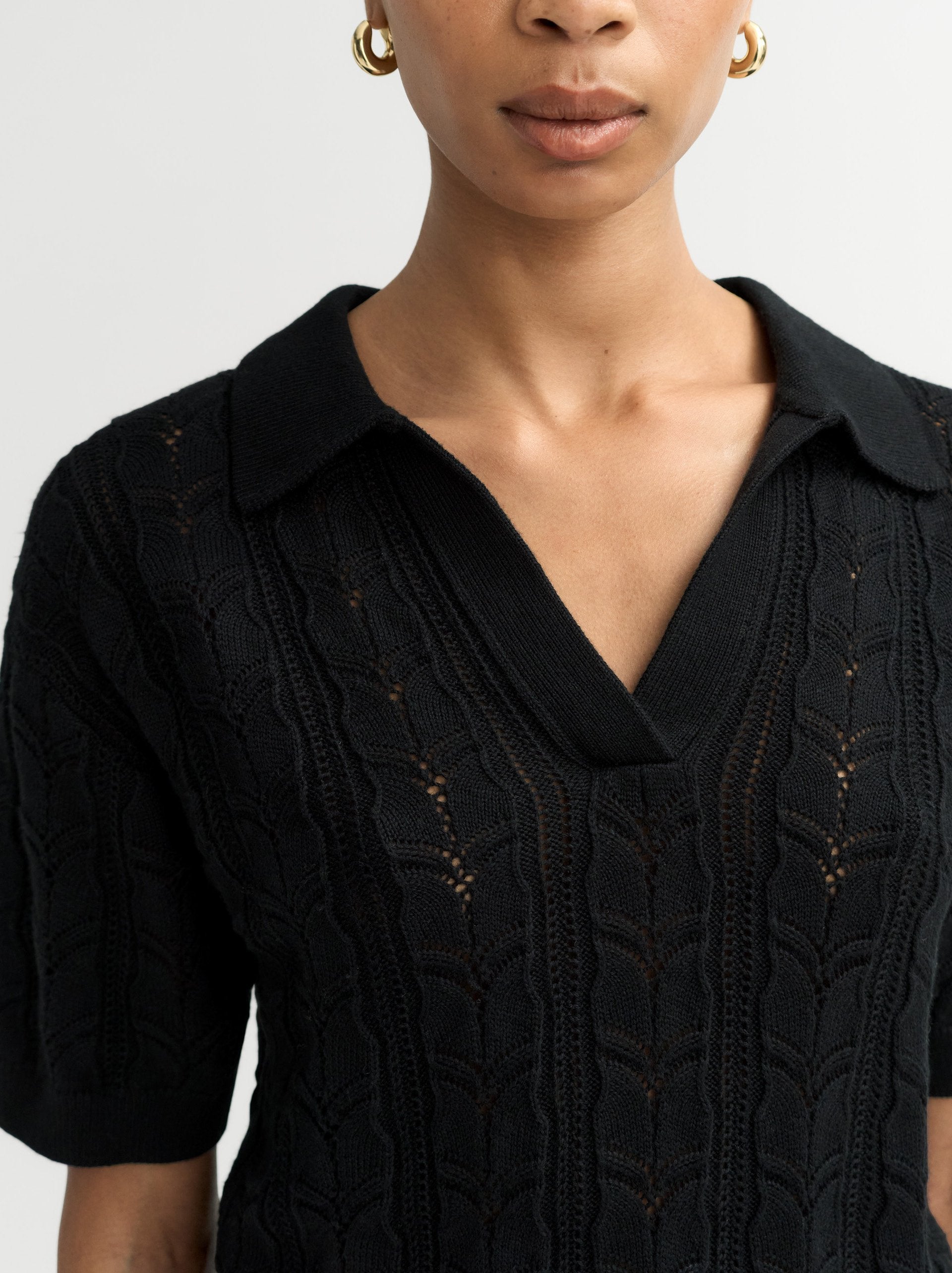 Soft Goat Crochet Pique Polo