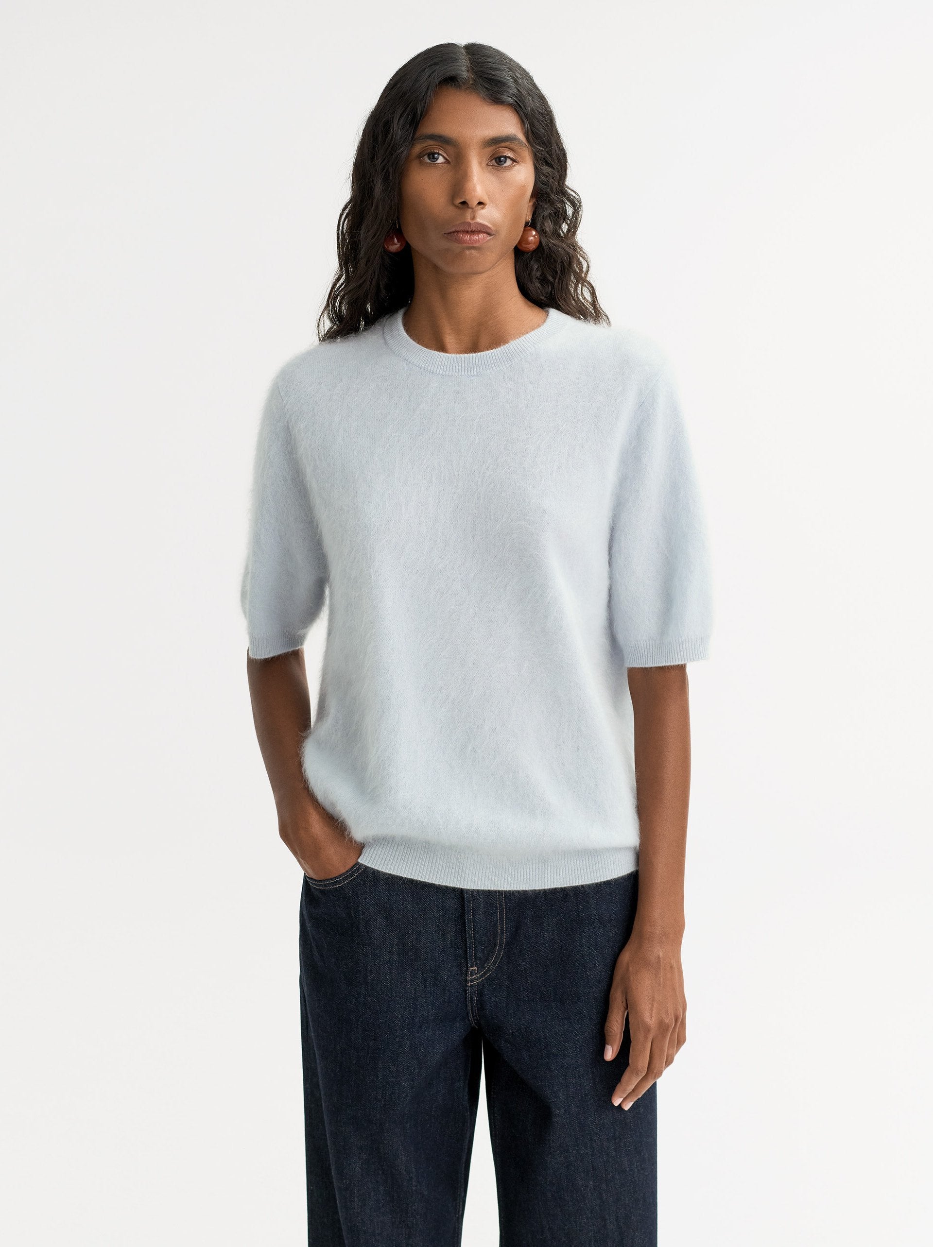 Soft Goat Brushed Short Sleeve Sweater