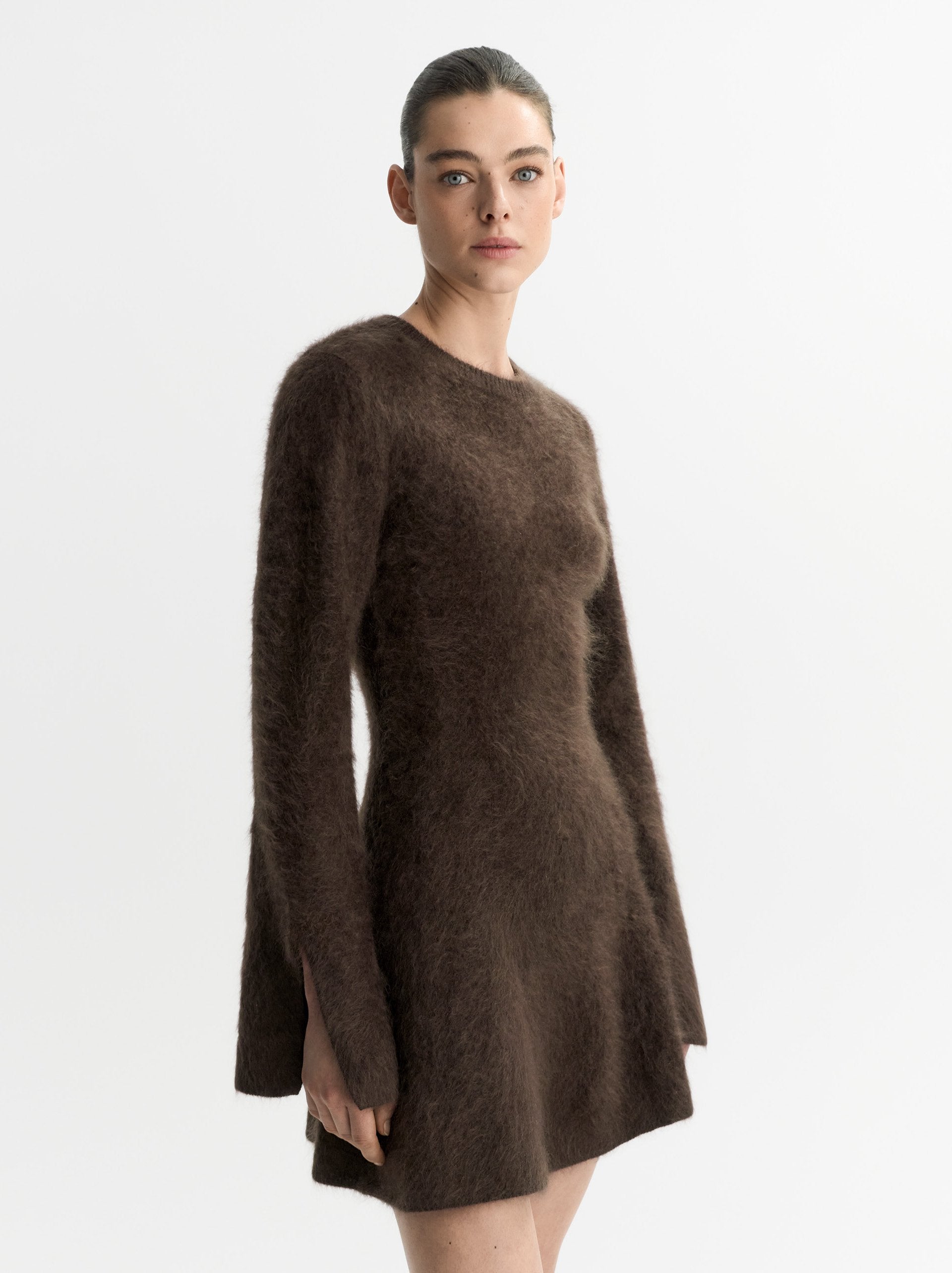 Soft Goat Brushed Mini Dress Mocha