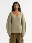 Soft Goat Puff Sleeve V-Neck Sweater