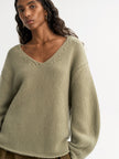 Soft Goat Puff Sleeve V-Neck Sweater