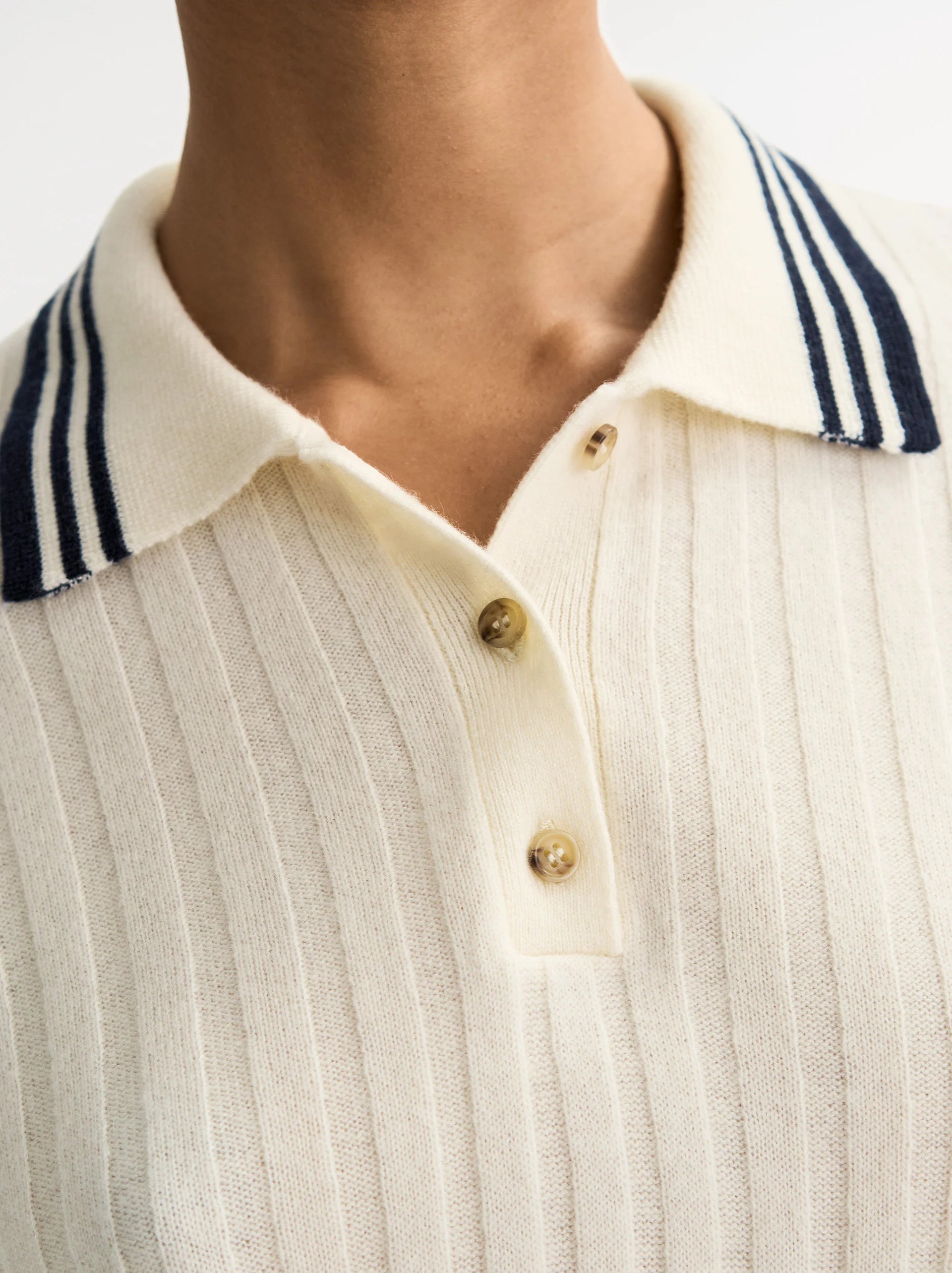 Soft Goat Striped Pique in White