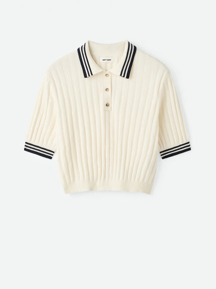 Soft Goat Striped Pique in White