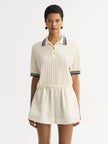 Soft Goat Striped Pique in White
