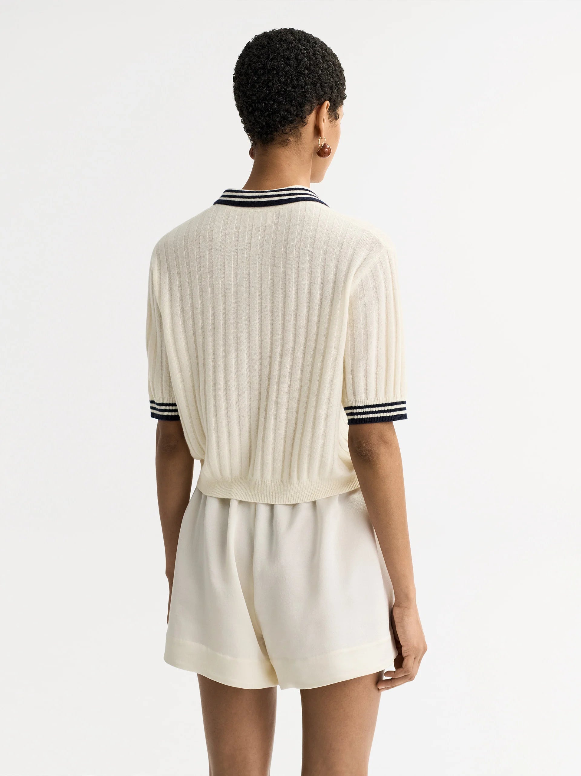 Soft Goat Striped Pique in White