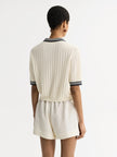 Soft Goat Striped Pique in White