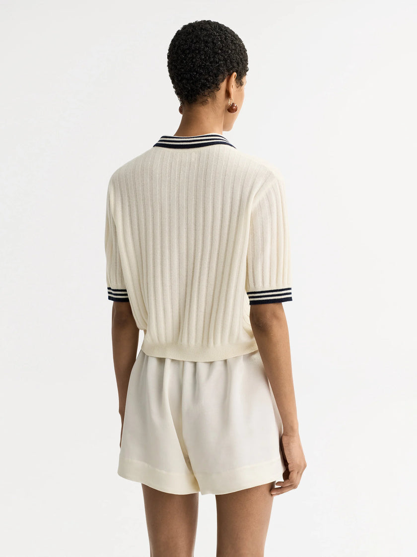 Soft Goat Striped Pique in White