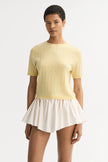 Soft Goat Cable Knit Top in Honeydew
