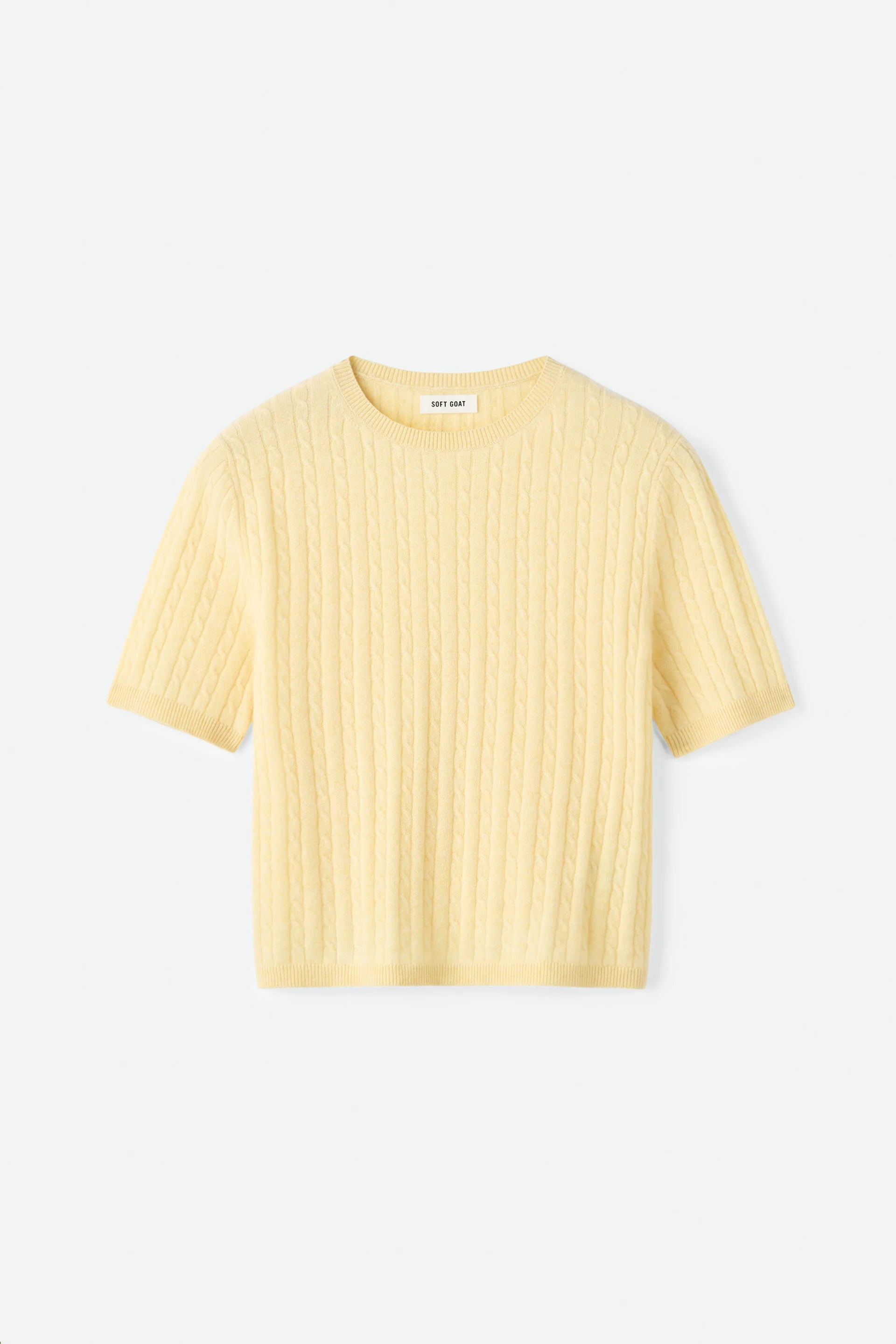 Soft Goat Cable Knit Top in Honeydew