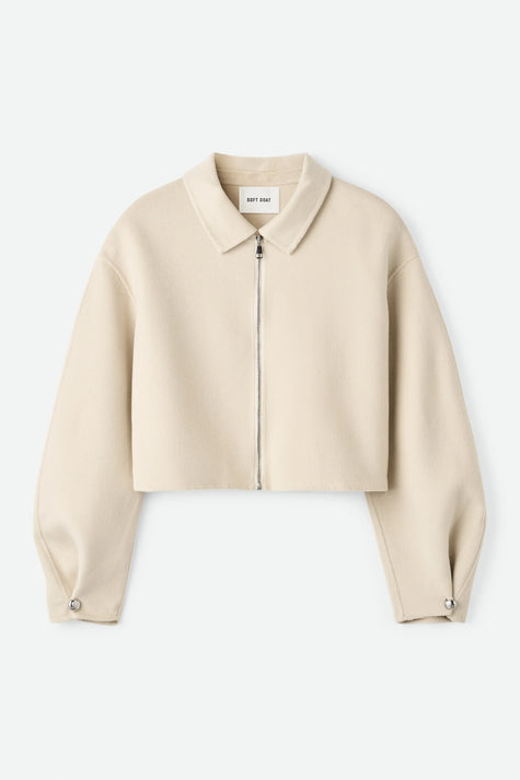Soft Goat Zip Jacket in Cream