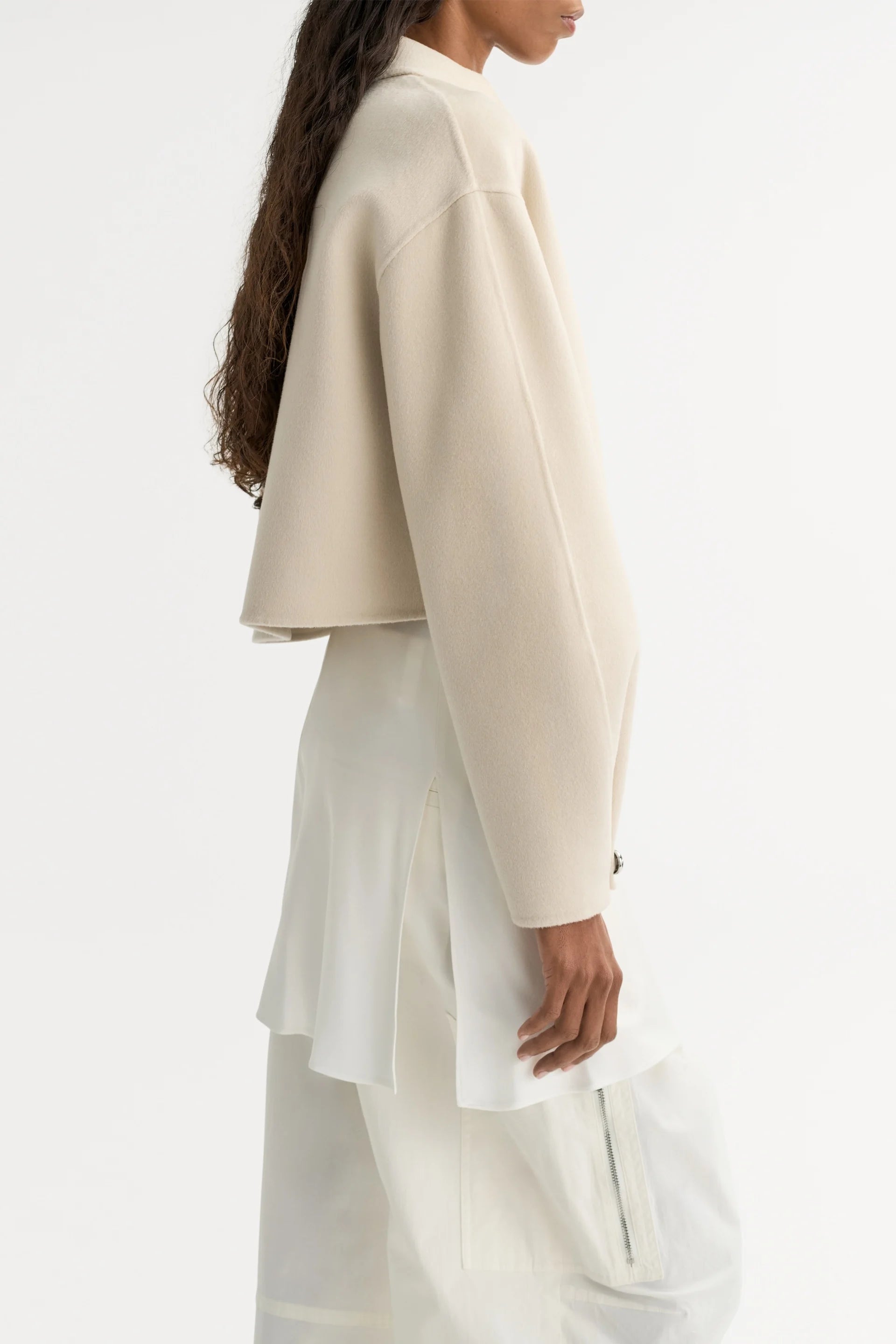 Soft Goat Zip Jacket in Cream