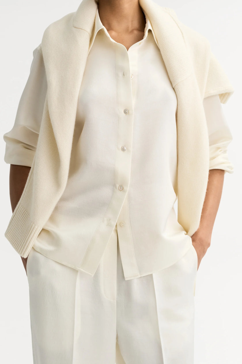Soft Goat Silk Shirt in Ivory