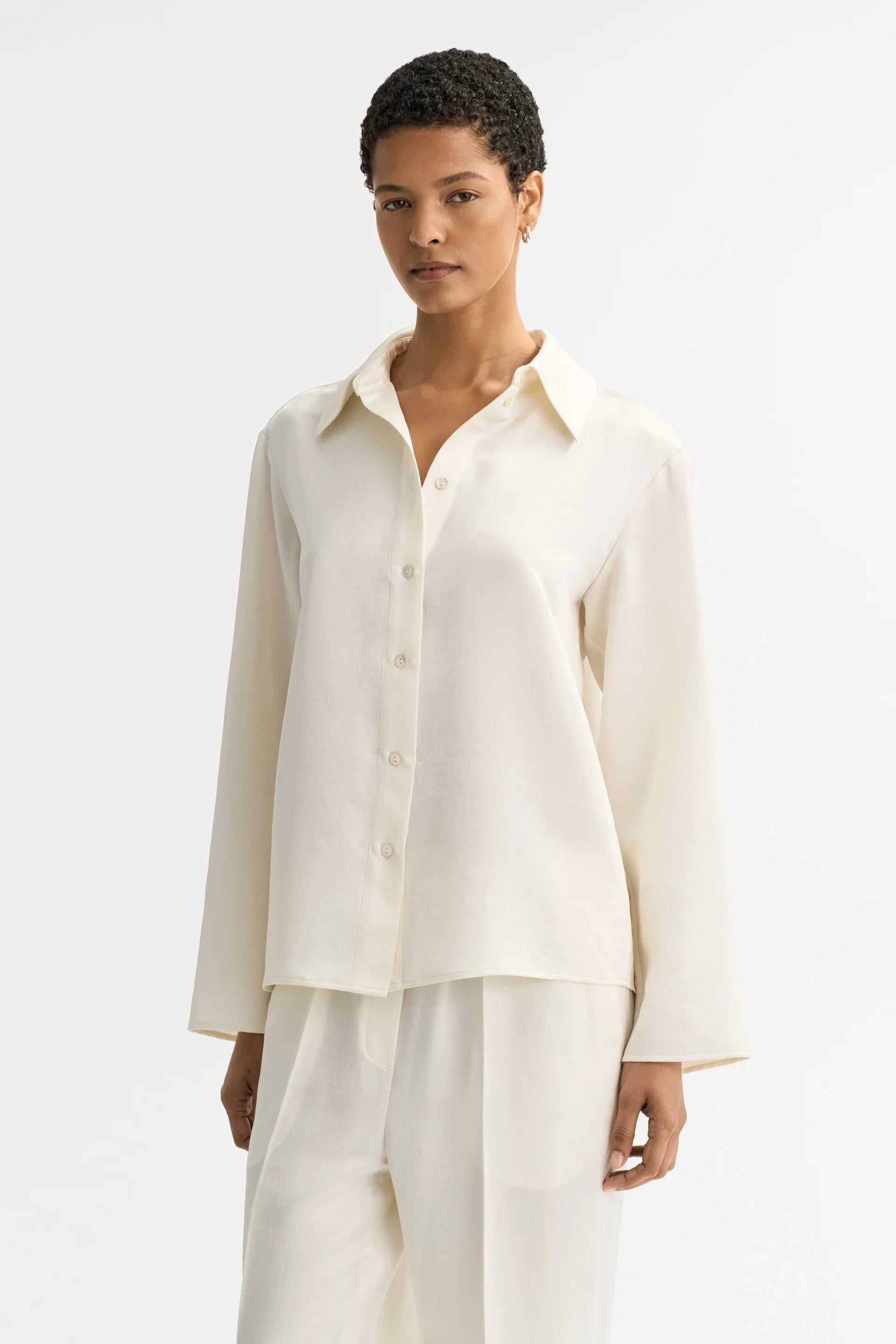 Soft Goat Silk Shirt in Ivory