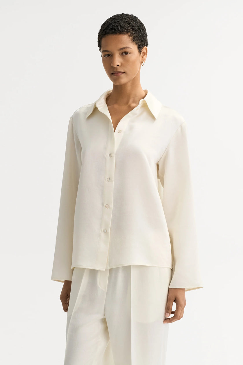 Soft Goat Silk Shirt in Ivory