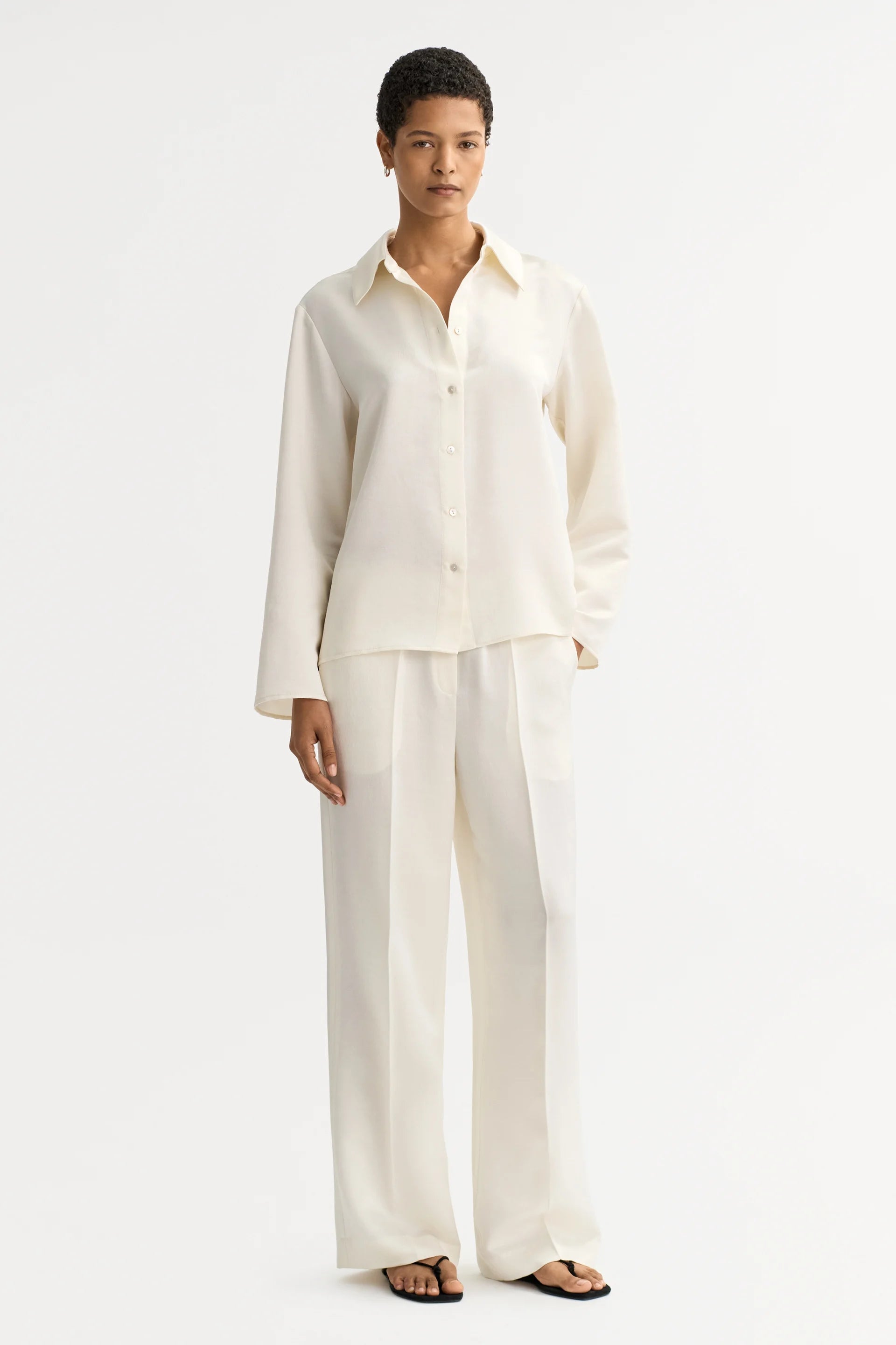 Soft Goat Silk Shirt in Ivory