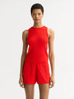 Soft Goat Pointelle Singlet in Tomato