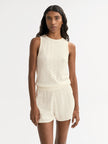 Soft Goat Pointelle Singlet in White