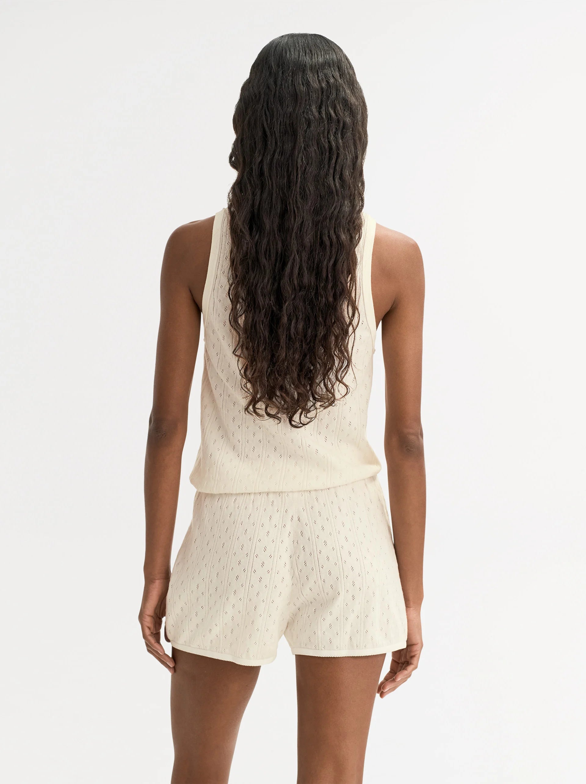 Soft Goat Pointelle Singlet in White