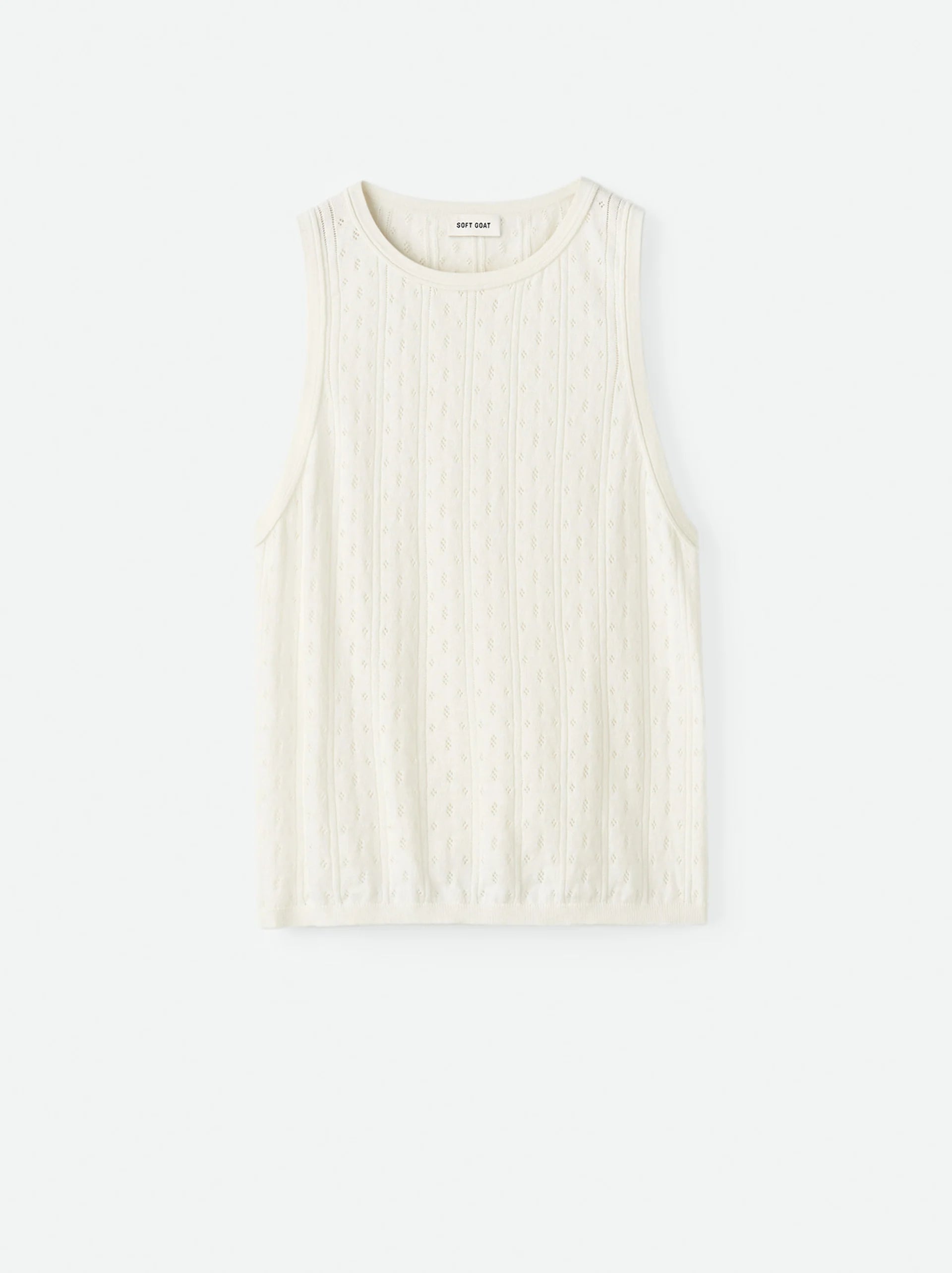 Soft Goat Pointelle Singlet in White