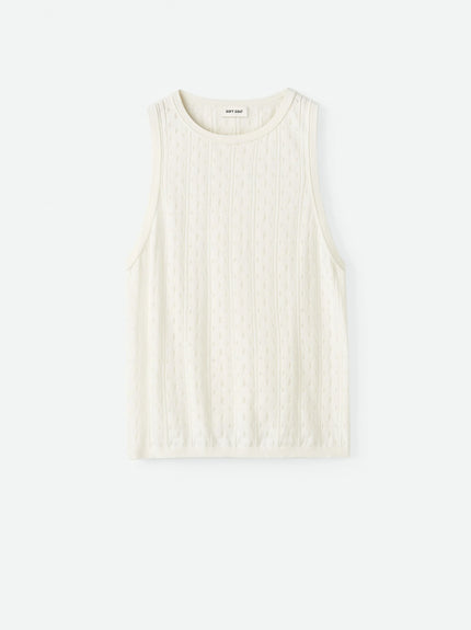 Soft Goat Pointelle Singlet in White