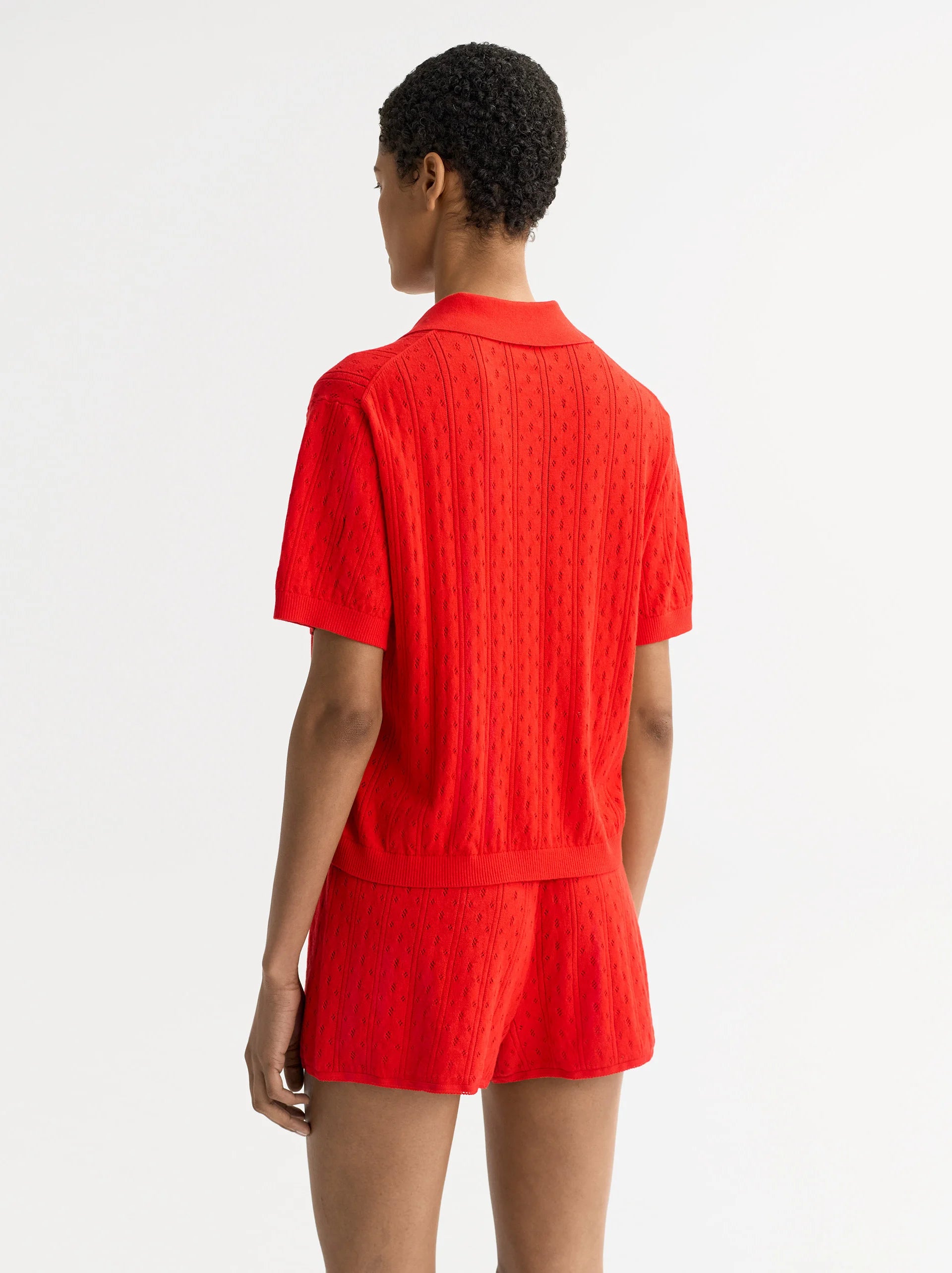 Soft Goat Pointelle Pique in Tomato