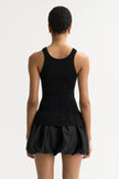 Soft Goat Fine Knit Rib Singlet in Black