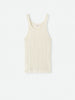 Soft Goat Fine Knit Rib Singlet in Ivory