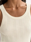 Soft Goat Fine Knit Rib Singlet in Ivory