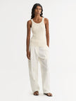 Soft Goat Fine Knit Rib Singlet in Ivory