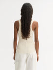 Soft Goat Fine Knit Rib Singlet in Ivory