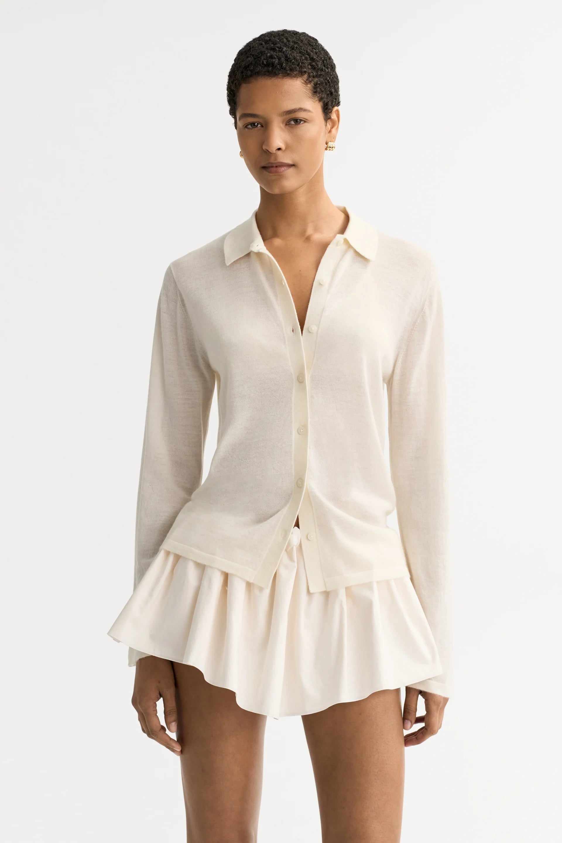 Soft Goat Featherlight Shirt in Bone