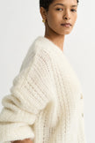 Soft Goat Silk Knit Cardigan in White