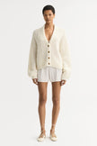 Soft Goat Silk Knit Cardigan in White