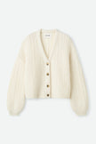 Soft Goat Silk Knit Cardigan in White