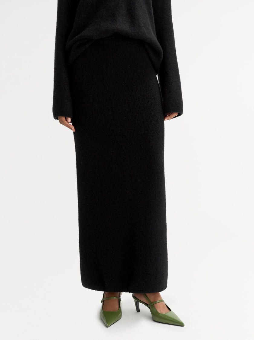 Soft Goat Boucle Skirt Black