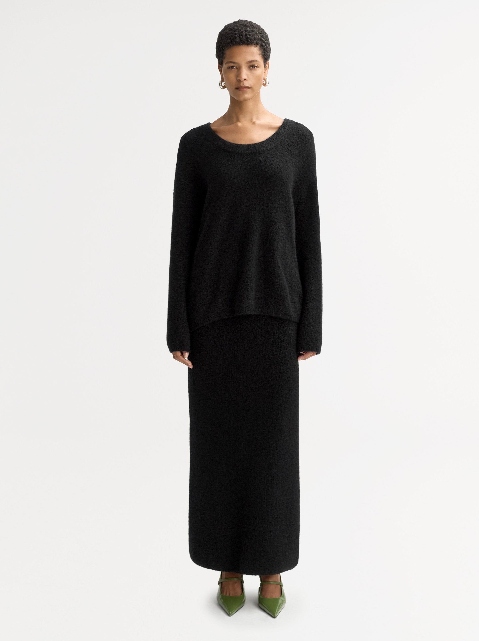 Soft Goat Boucle Skirt Black