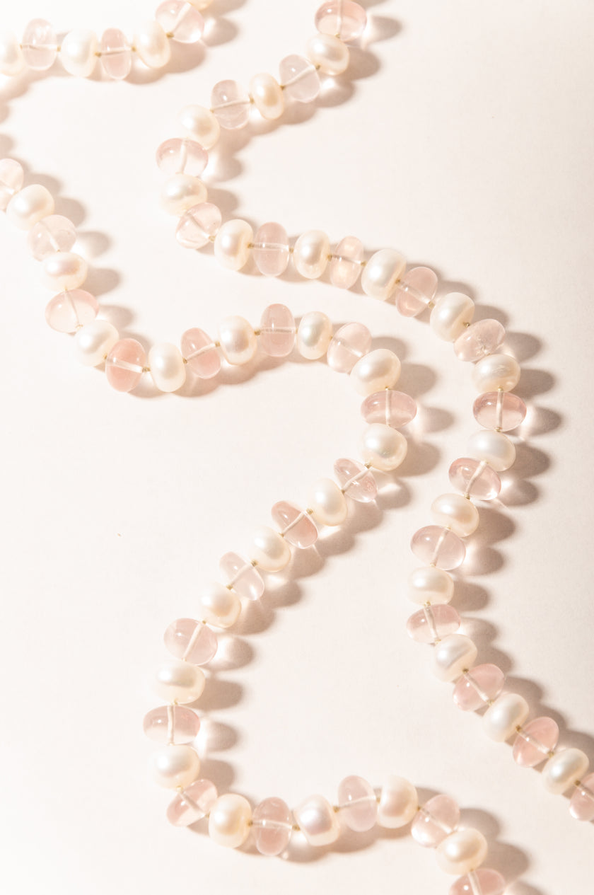 Rose Quartz + Pearl Necklace
