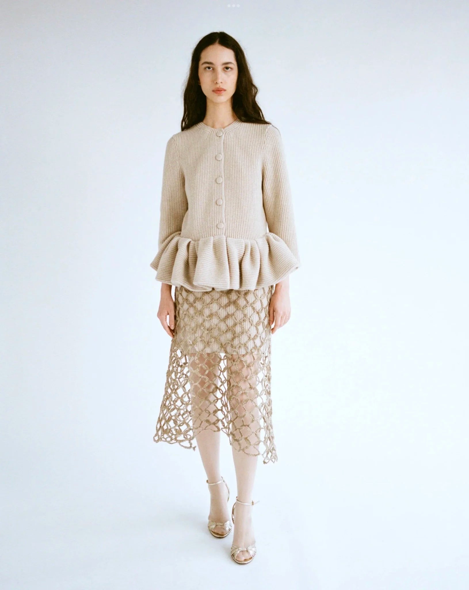 Liberowe Beige Peplum Cardigan