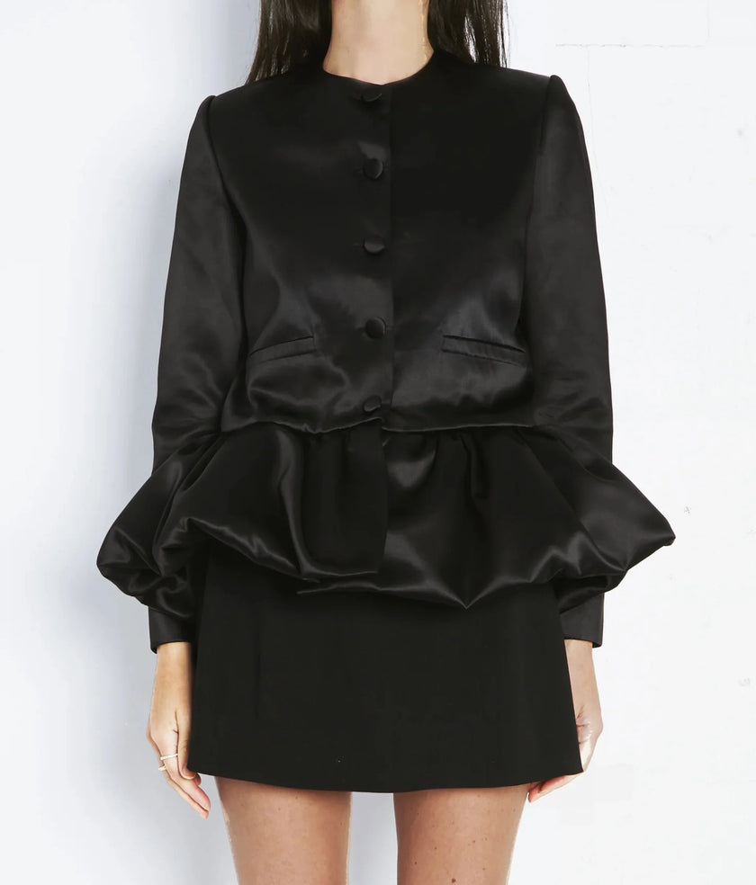 Liberowe Peplum Cropped Silk Jacket