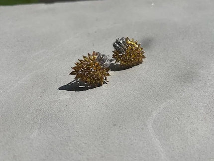 Heirloom Collection Yellow Sapphire and Diamond Leaf Cluster Earrings