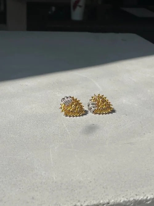 Heirloom Collection Yellow Sapphire and Diamond Leaf Cluster Earrings