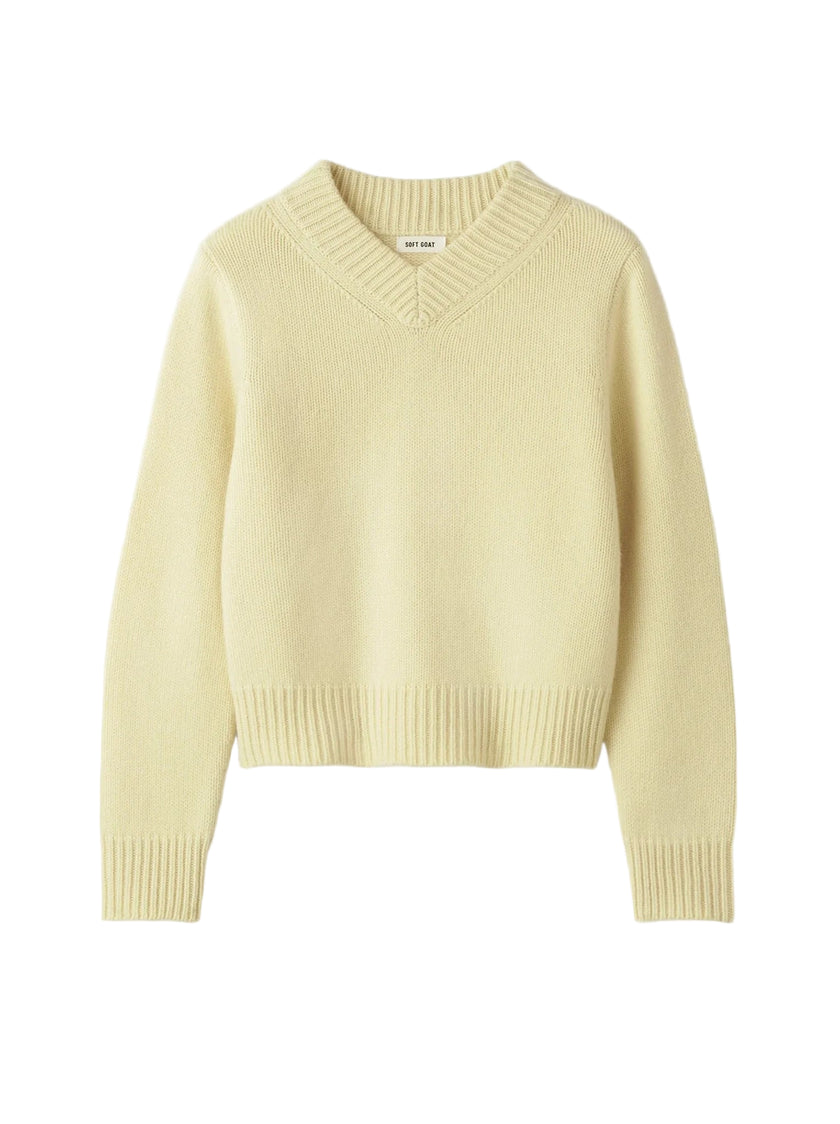 Soft Goat Chunky V-Neck  Cashmere Sweater