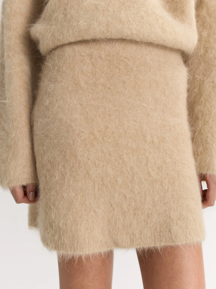 Soft Goat Brushed Knit Mini Skirt