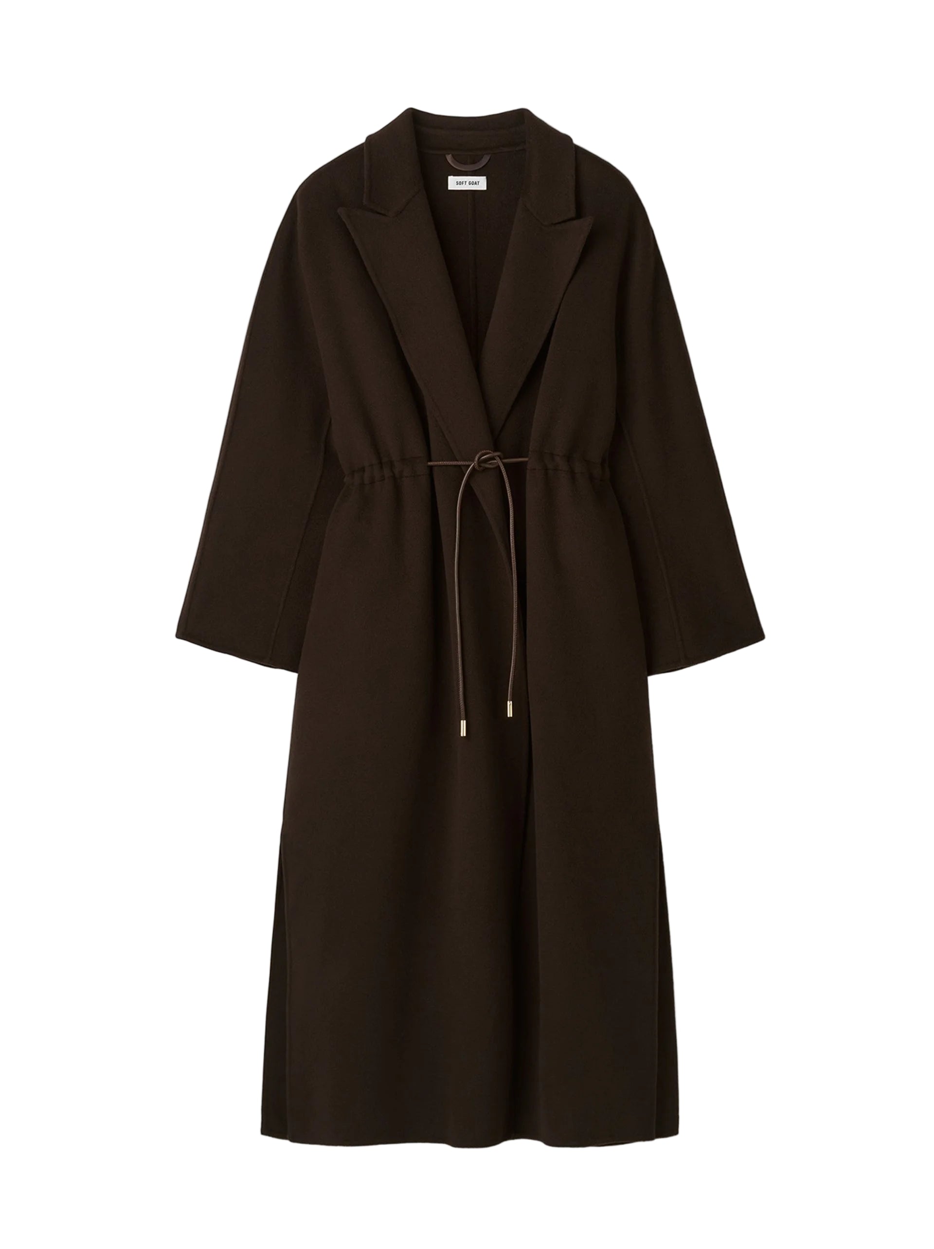 Soft Goat Drawstring Coat in Mocha