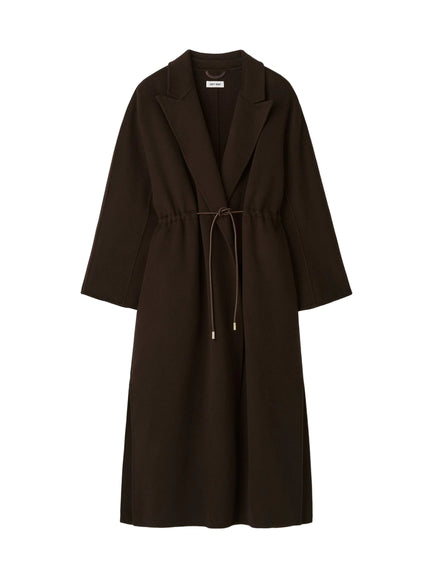 Soft Goat Drawstring Coat in Mocha