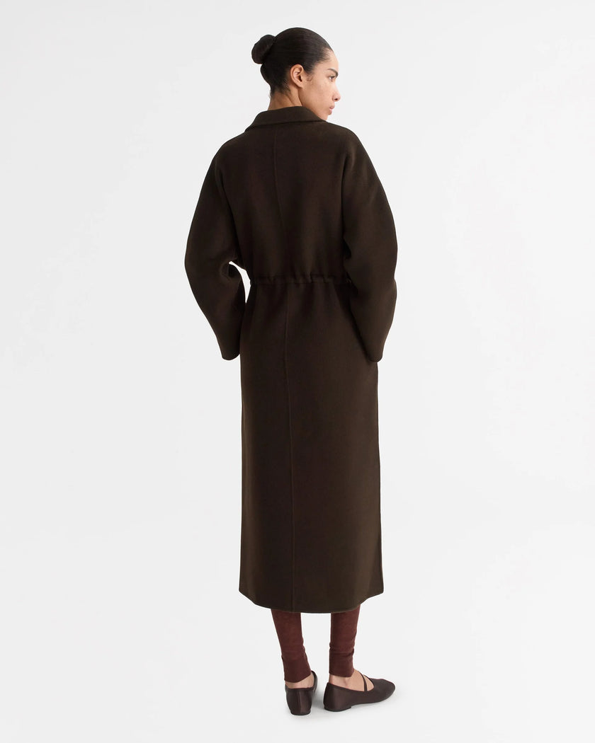 Soft Goat Drawstring Coat in Mocha