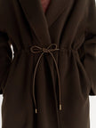 Soft Goat Drawstring Coat in Mocha