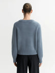 Soft Goat Chunky V-neck Sweater Retro Blue