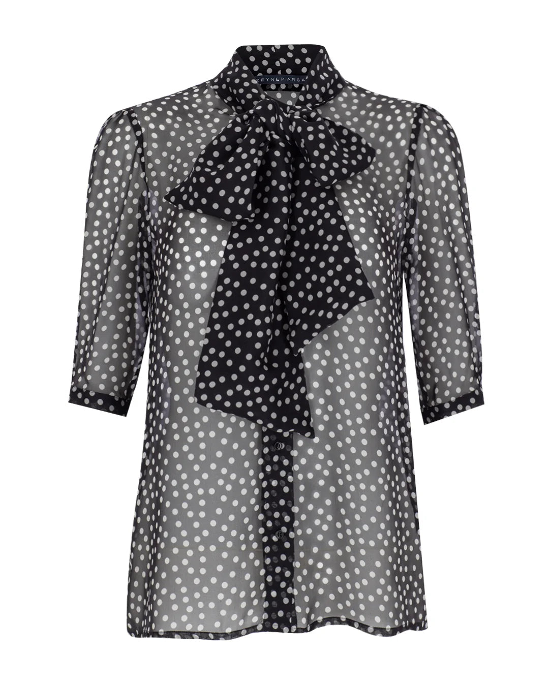 Zeynep Arcay Polka Dot Bow Silk Shirt